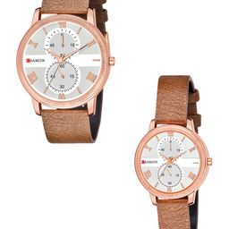 Gopal Shopcart Unisex Dial & Leather Straps Analogue Watch Csamon_09_beige Couple-19