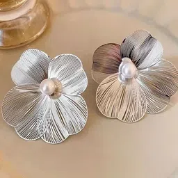 BEYTER Sterling Silver Pearls Beaded Floral Shaped Drop Earrings-21