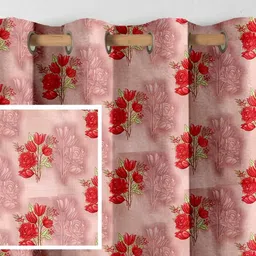 Aura Pink & Red 2 Pieces Light Blocking Window Curtains-16