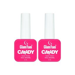 GlamFam Set Of 2 Candy Non Toxic Nail Enamel - 12 ml Each - Flamingo Pink - 03-31
