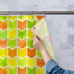 ArtzFolio Yellow & Red Printed Waterproof Shower Curtain-image-71