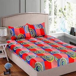 Aura Ethnic Motifs Printed 144 TC King Double Bedsheet with 2 Pillow Covers-image-40
