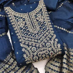 Mitera Embroidered Art Silk Unstitched Dress Material-image-54