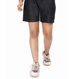 UNO seven Denim Fashion Shorts for Girls with Side Pockets - Charcoa lBlack - 8 - 9 years-13