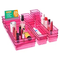 Kuber Industries Pink 25 Pieces Regular Makeup Organisers-27