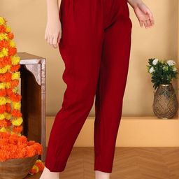 Anouk Floral Printed Thread Work Chanderi Silk A-Line Kurta With Trousers & Dupatta image 5