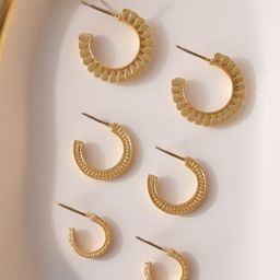 Accessorize Set Of 3 Circular Half Hoop Earrings-18