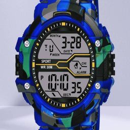 Hala Men Aluminium Dial & Textured Straps Digital Watch Blue-MILITARY-04-49