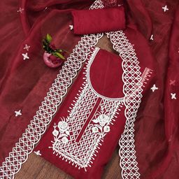 MANVAA Embroidered Organza Unstitched Dress Material-picture-37