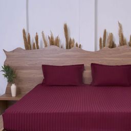 BELIHODE Brown Striped 300 TC King Bedsheet with 2 Pillow Covers-image-37