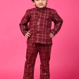 Piccolo Piglet Boys Checked Coat with Trousers-image-19