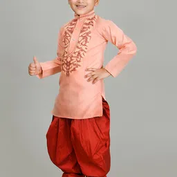 Cae Boys Embroidered Regular Dupion Silk Kurta with Patiala image 3