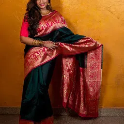 AMRUTKALA SAREES Woven Design Silk Blend Designer Banarasi Saree-image-93