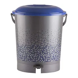 Kuber Industries Set Of 2 Grey & Blue Printed Plastic Pedal Dustbins With Handle image 2