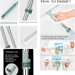 noridy Silicon Floor Wiper Long Handle 180 Degree Rotating Squeegee Broom Floor Wiper image 3