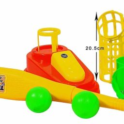 goyal's Automatic Plastic Pitcher Power Shot Game, Unbreakable, Includes 1 Bat, 3 Balls image 3