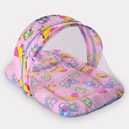 Cotton Infants Washable Baby Washable Mosquito Net & Neck Pillow Printed Gadda Set for Infants 0-6 Month Mosquito Net-28