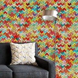 ArtzFolio Printed UV-Resistant Anti-Bacterial Colorful Vintage Stripes Peel & Stick Wallpaper-image-25