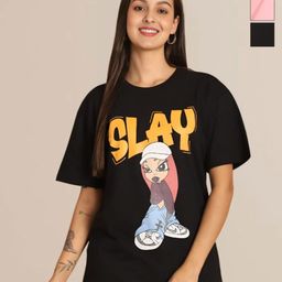 Mast & Harbour Pack Of 3 Printed Round Neck Short Sleeves Cotton Oversize T-shirt-image-59