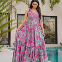 KALINI Floral Print Maxi Dress-image-78