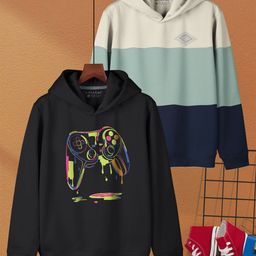HELLCAT Boys Pack Of 2 Printed Hooded Sweatshirt-image-101