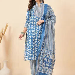Anouk Women Ethnic Motifs Printed Regular Pure Cotton Kurta with Trousers & With Dupatta-25