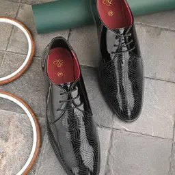 House of Pataudi Men Texture Lace-Ups Formal Derby-image-12