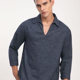 VASTRADO Men Classic Fit Textured Spread Collar Cotton Casual Shirt-picture-39