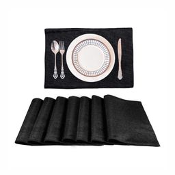 Lushomes 8Pcs Black Jute Table Placemats-40
