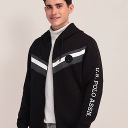 U.S. Polo Assn. Men Colourblocked Hooded Sweatshirt-image-68