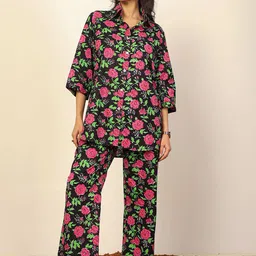 KAORI BY SHREYA AGARWAL Floral Printed Pure Cotton Shirt Neck Shirt & Trousers Co-Ords-image-23