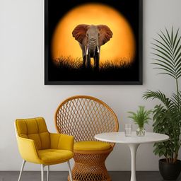 999Store Black & Orange Sunset Elephant Canvas Wall Art-image-92