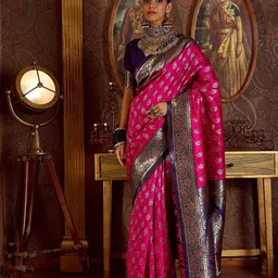 Dori Woven Design Printed Zari Banarasi Saree-picture-11
