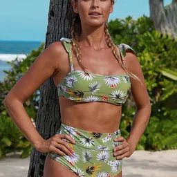 ANGEL CROSHET Printed Shoulder Straps Swim Bikini Set-image-18