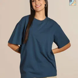 Mast & Harbour Pack Of 2 Round Neck Oversized Cotton T-shirt-picture-42