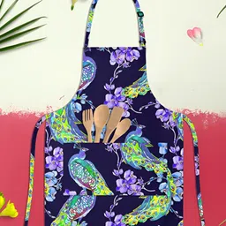 ArtzFolio Black & Lavender Printed Pure Cotton Apron-4