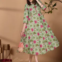 Anouk Floral Printed Cotton Fit & Flare Ethnic Dress-image-65
