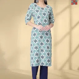 HERE&NOW Selection Of 2 Floral Printed Round Neck Straight Kurta-image-90