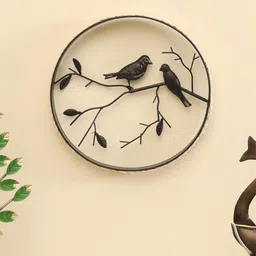 vedas Mystic Indiana Beige & Black Loving Bird With Rattan Wall Hanging Decor-image-25