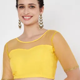 studio rasa Embellished Round Neck Short Sleeve Saree Blouse-image-60