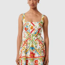 Forever New Women Floral Printed Linen Fit & Flare Mini Dress-image-38