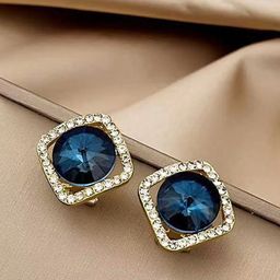 Krelin Gold Plated Artificial Stones Studded Square Shaped Studs-13