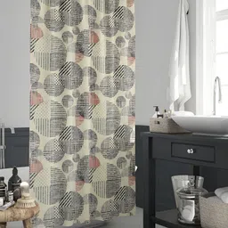 ArtzFolio Off White & Black Printed Waterproof Shower Curtain-image-91
