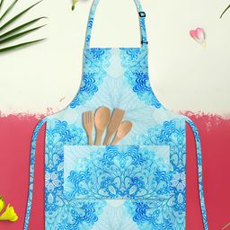 ArtzFolio Kids Blue & White Printed Cotton Aprons-image-113