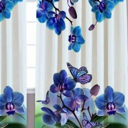 BELLA TRUE White & Blue 2 Pieces Floral Printed Door Curtains-image-66