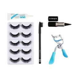 skrynnzer Set Of 4 5 Pair Eyelashes- Eye Brush- Kajal & Curler-49