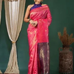 KALINI Woven Design Zari Silk Blend Banarasi Saree-image-26