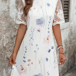 StyleCast x Revolte Floral Print Embroidered Fit & Flare Dress-image-82