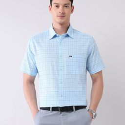 AD By Arvind Men Slim Fit Checked Spread Collar Pure Cotton Casual Shirt-image-22