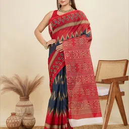 SHANVIKA Ethnic Motifs Printed Pure Cotton Saree-image-43